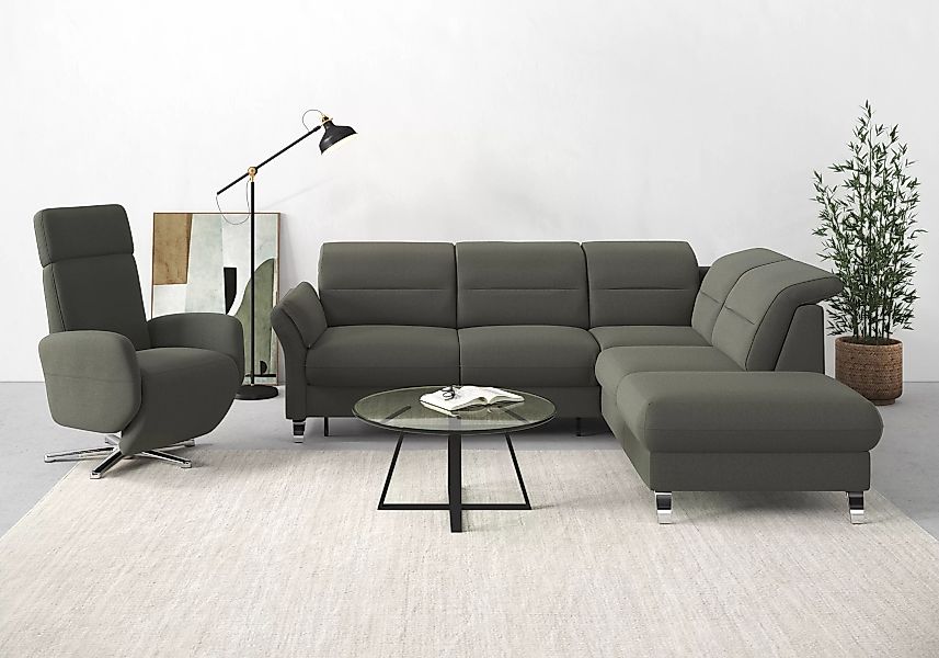 sit&more Ecksofa »Grenoble L-Form mit Federkern«, wahlweise mit Bettfunktio günstig online kaufen