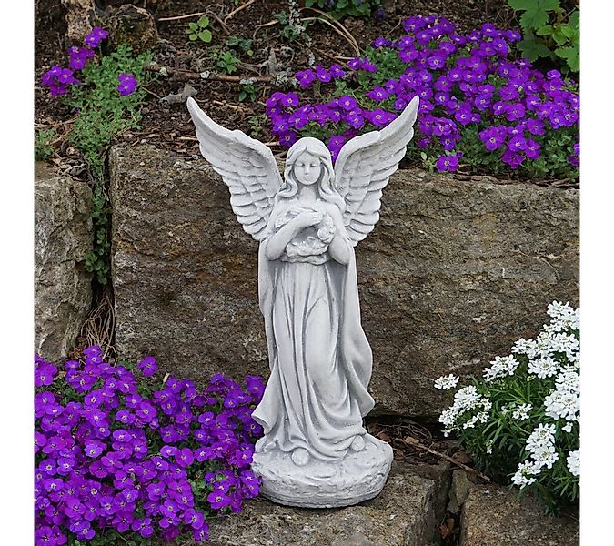 gartendekoparadies.de Gartenfigur Engel mit Flügel Grabengel, Steinfigur, H günstig online kaufen