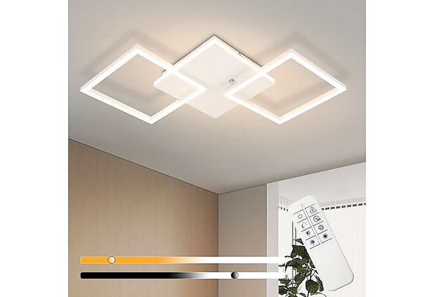 Nettlife LED Deckenleuchte Wohnzimmer Schwarz Dimmbar Eckig Modern 36W mit günstig online kaufen