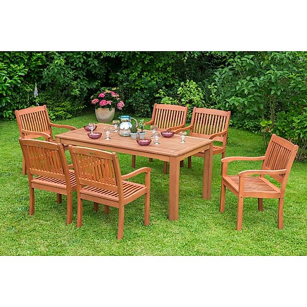 Gartenmöbelgruppe Maracaibo mit rechteckigem Tisch 7-teilig günstig online kaufen