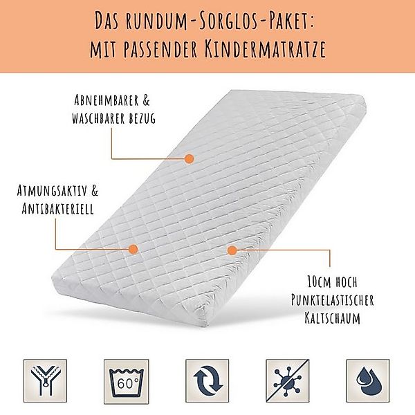 Kids Collective Jugendbett Einzelbett Kinderbett 90x200 cm, Lattenrost, Rau günstig online kaufen