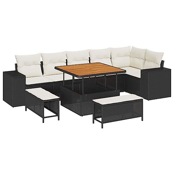 vidaXL Garten-Sofa-Set 9-Tlg Schwarz Poly Rattan 3362015 günstig online kaufen