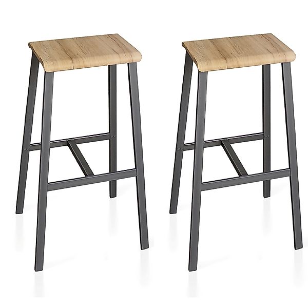 Barhocker Alina (2er-Set) Sitz Eiche furniert u. geölt - Gestell Stahlrohr günstig online kaufen