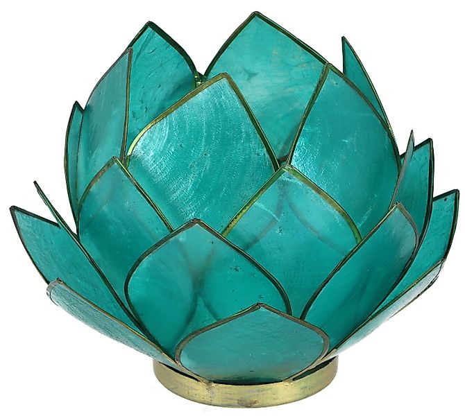 Guru-Shop Windlicht Lotus Teelicht Muschel 14*10 cm - türkis günstig online kaufen