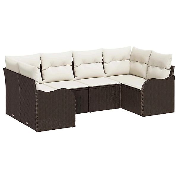 vidaXL Garten-Sofa-Set mit Kissen 6-Tlg Braun Poly Rattan 3345838 günstig online kaufen