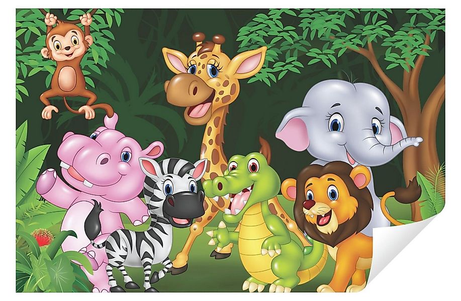 Wallarena Fototapete Kinderzimmer Tiere Kinder Wald Dschungel Mädchen Junge günstig online kaufen