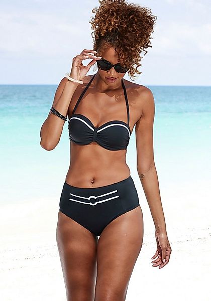 Vivance Highwaist-Bikini-Hose Lorena mit kontrastfarbenem Piping günstig online kaufen
