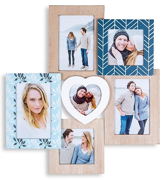 Levandeo® Bilderrahmen Collage, Bilderrahmen Holz Herz günstig online kaufen