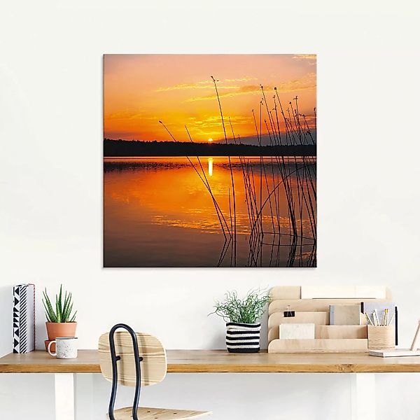 Artland Glasbild "Landschaft mit Sonnenaufgang", Sonnenaufgang & -untergang günstig online kaufen