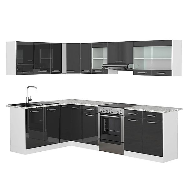 Vicco Rick Eckküche Weiß/Anthrazit Hochglanz 267 x 167 cm AP MarmorRick günstig online kaufen