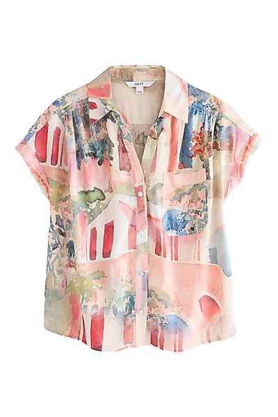 Next Kurzarmhemd Kurzärmelige Bluse aus Leinengemisch, günstig online kaufen