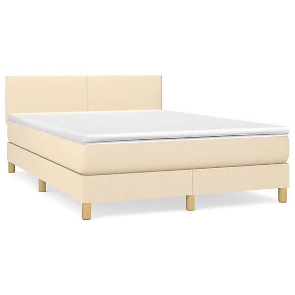 vidaXL Boxspringbett mit Matratze Creme 140x190 cm Stoff 3140454 günstig online kaufen