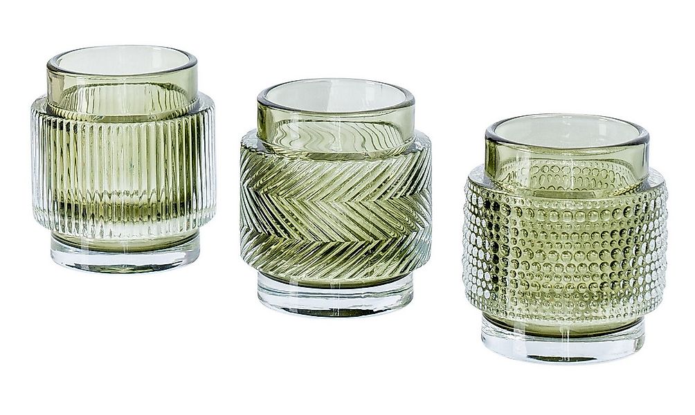Levandeo® Teelichthalter, 3er Set Teelichthalter Glas Grün H8cm Kerzenhalte günstig online kaufen