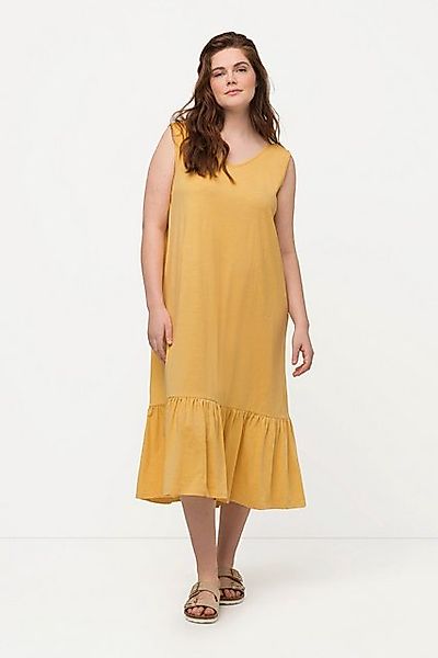 Ulla Popken Maxikleid Midikleid Volant V-Ausschnitt ärmellos günstig online kaufen