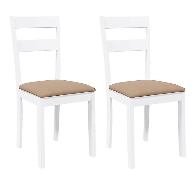 vidaXL Esszimmerstuhl Esszimmerstühle mit Kissen 2 Stk. Weiß Massivholz Gum günstig online kaufen