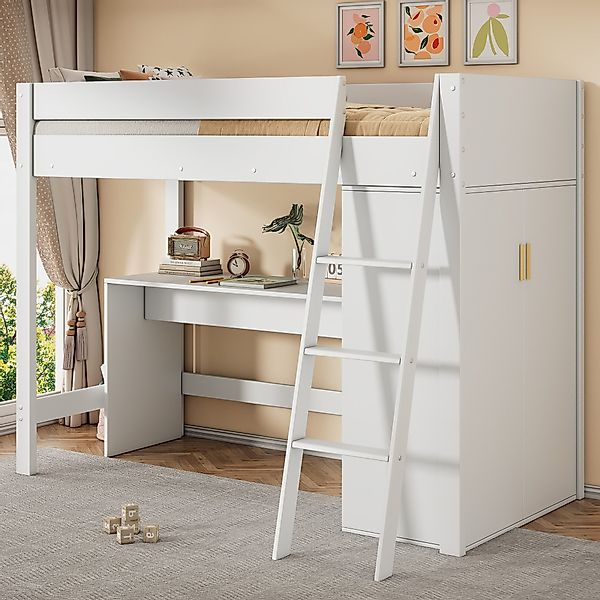 Flieks Hochbett Kinderbett 90x200cm mit Leiter, günstig online kaufen