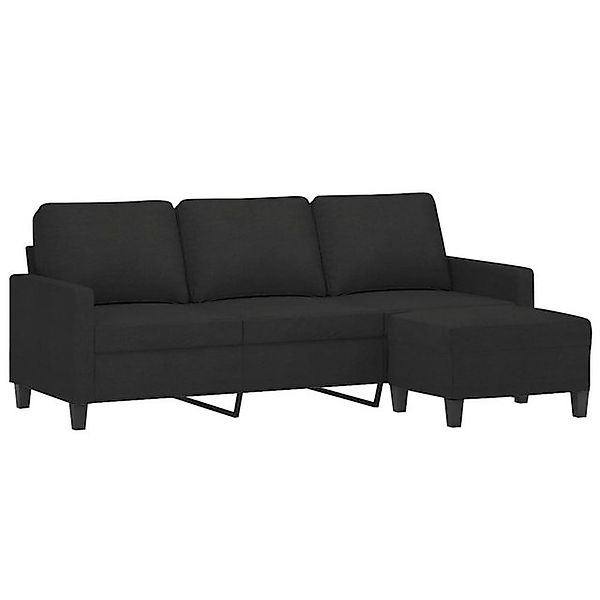 vidaXL Sofa 3-Sitzer-Sofa mit Hocker Schwarz 180 cm Stoff günstig online kaufen