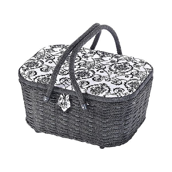 Kobolo Nähkorb Nähkästchen oval schwarz/weiß günstig online kaufen