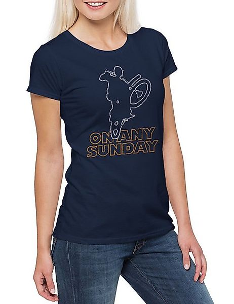 Urban Backwoods Print-Shirt On Any Sunday Damen T-Shirt Biker Steve Kult Mo günstig online kaufen