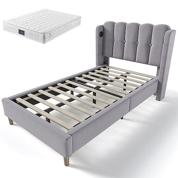 Gotagee Polsterbett Einzelbett mit USB Typ C Ladefunktion 90x200 cm Jugendb günstig online kaufen