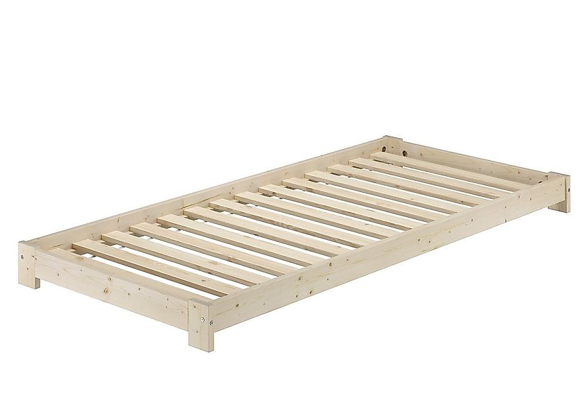 ERST-HOLZ Massivholzbett Unbehandeltes Bodennahes Einzelbett 90 x 200 cm Fi günstig online kaufen