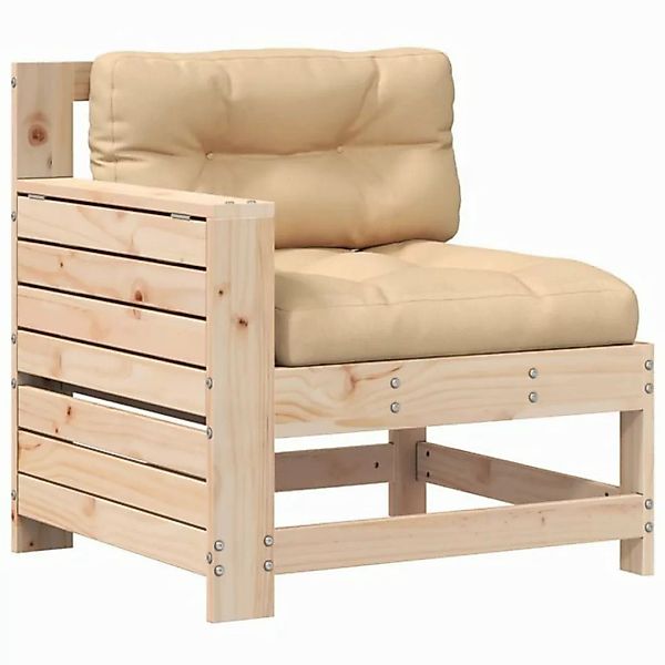 vidaXL Sofaelement Gartensofa mit Armlehne und Kissen Massivholz Kiefer (1 günstig online kaufen