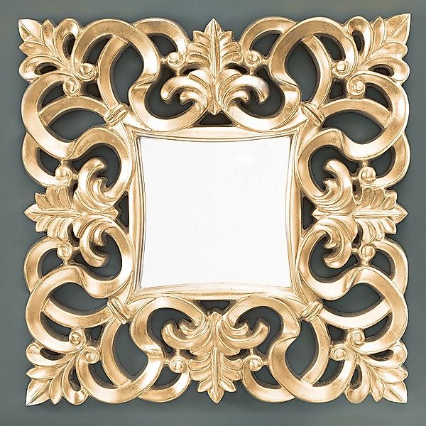 Romantischer Wandspiegel FLORENCE Gold Antik in Barock-Design 75cm x 75cm günstig online kaufen