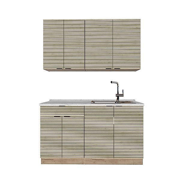 Vicco Fame-Line Singleküche Eiche Paneel/Goldkraft Eiche 140 cm AP Eiche oh günstig online kaufen