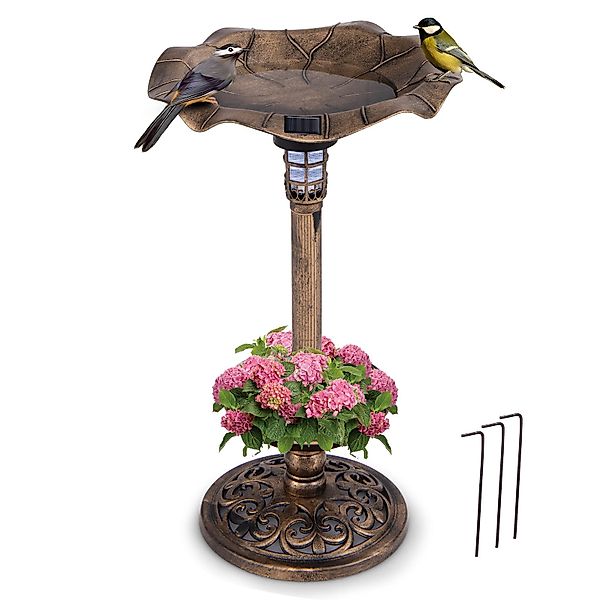 COSTWAY Vogeltränke, Futterspender, mit Solarleuchte, Blumentopf, günstig online kaufen