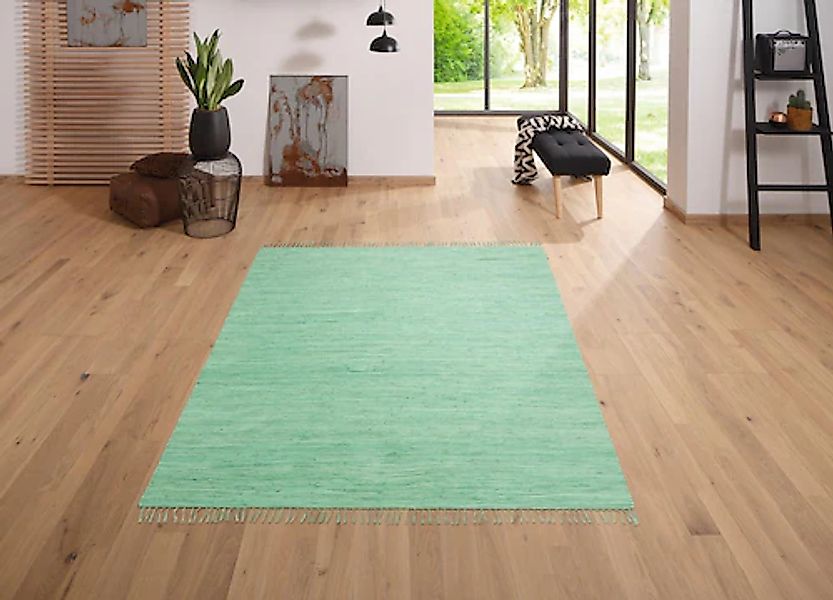 my home Teppich »Paul«, rechteckig, 5 mm Höhe, Wendeteppich, Uni, handgeweb günstig online kaufen