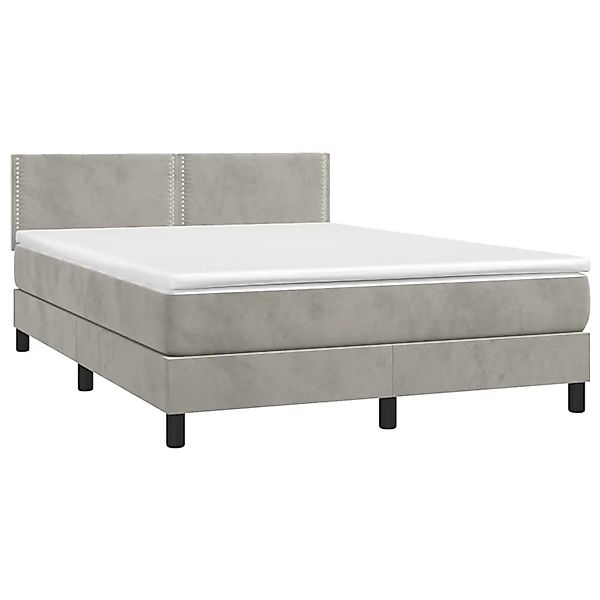 vidaXL Boxspringbett mit Matratze & LED Hellgrau 140x190 cm Samt 3134339 günstig online kaufen