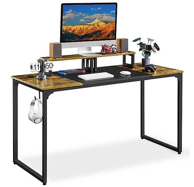Yaheetech Schreibtisch Computertisch, mit Monitorständer & Kopfhörer Halter günstig online kaufen