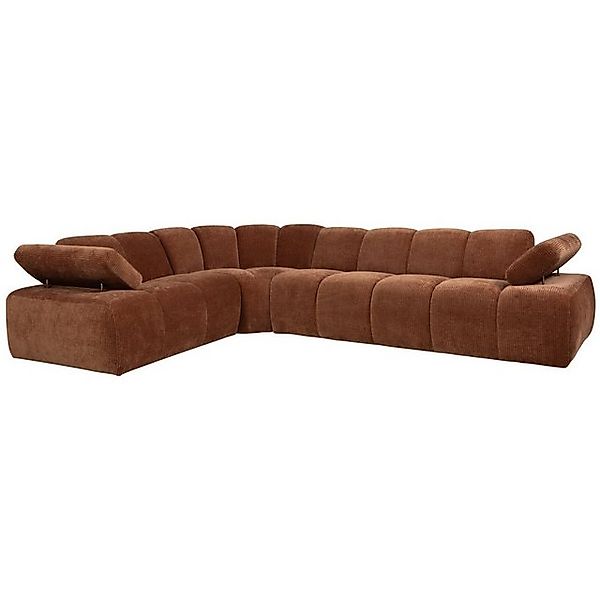 WOOOD Ecksofa Mojo aus Flachcord Links, Rostbraun günstig online kaufen
