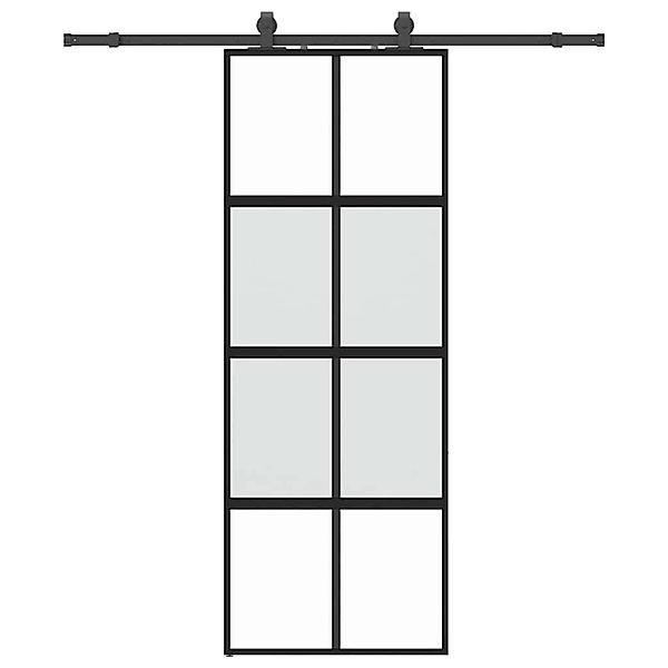 vidaXL Schiebetür mit Beschlag Schwarz 76x205 cm Hartglas 3375832 günstig online kaufen