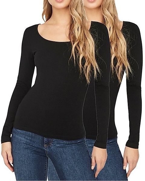 Vero Moda Langarmshirt (2er-Pack) Basic U-Neck Shirt im Doppelpack günstig online kaufen