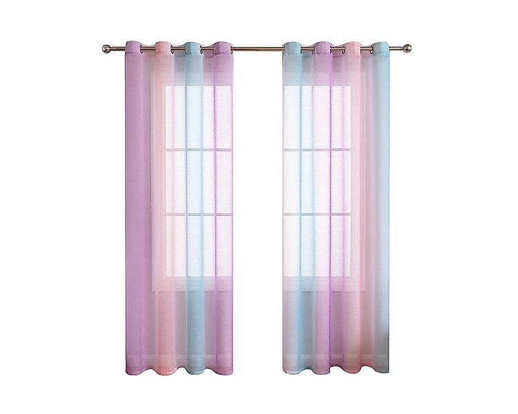 BYSURE Gardine (2 St), Ösen, transparent, Voile, Regenbogen-Vorhänge günstig online kaufen