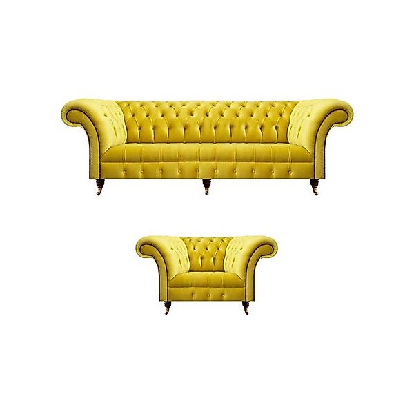 Xlmoebel Sofa Gelbe Chesterfield Couchen Designer Wohnzimmer Sofagarnitur, günstig online kaufen