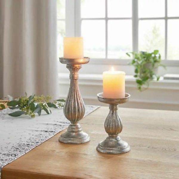 HOME Living Kerzenhalter Eleganz Kerzenständer silber günstig online kaufen