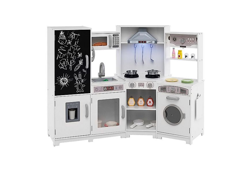 COSTWAY Spielküche Holz, Kinder Holz, Kinder-Küchenset mit Licht und Sound günstig online kaufen
