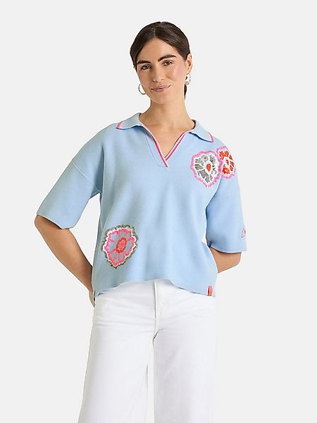 Lieblingsstück Polokragenpullover TainaL mit floraler Pailletten-Applikatio günstig online kaufen
