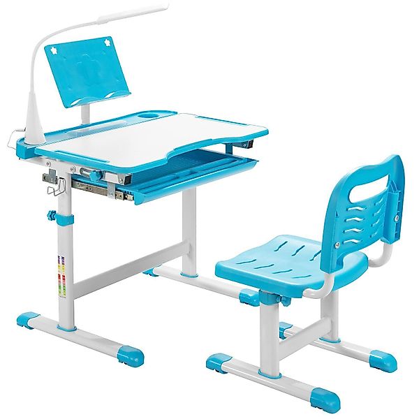 COSTWAY Kinderschreibtisch, mit Stuhl & Lampe, günstig online kaufen