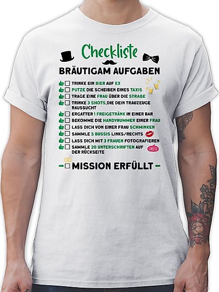 Shirtracer T-Shirt Checkliste Bräutigam Aufgaben JGA günstig online kaufen