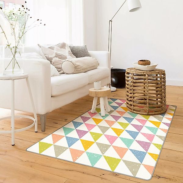 Teppich Geometrisches Muster mit Dreiecken in Bunt günstig online kaufen