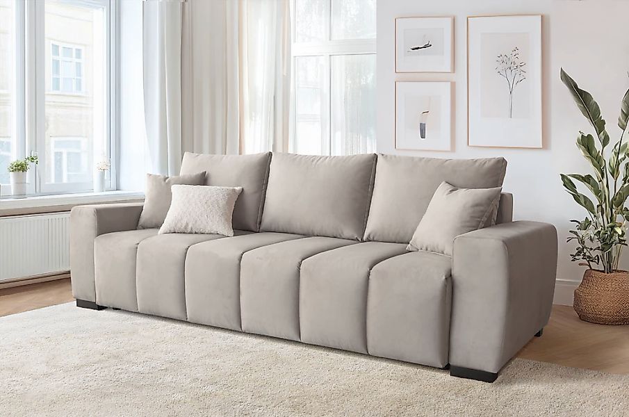 Home affaire Schlafsofa "Bello" mit Bettfunktion, Bettkasten, Frei im Raum günstig online kaufen