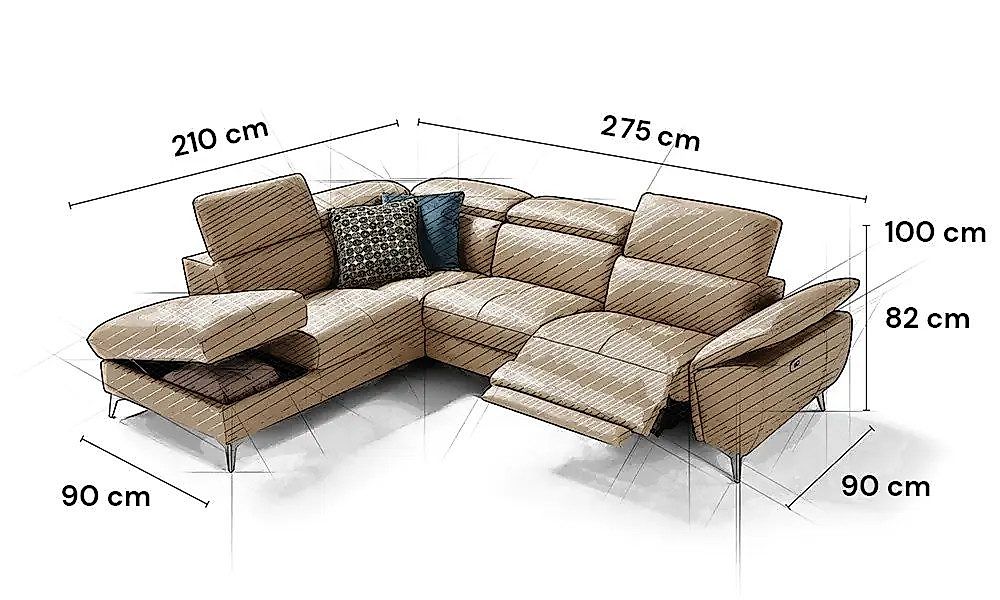 moebeloutlet.de Ecksofa Zürich Ledersofa, mit Relaxfunktion günstig online kaufen