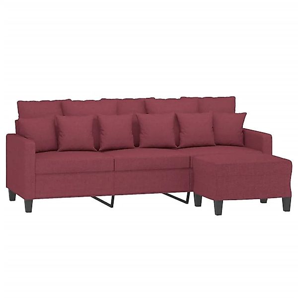 vidaXL 3-Sitzer-Sofa mit Hocker Weinrot 180 cm Stoff 3201095 günstig online kaufen