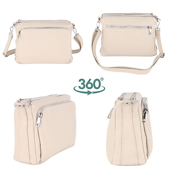 MIRROSI Umhängetasche Damen, Echtleder, Leder, Made in Italy, Mittelgroß, ( günstig online kaufen