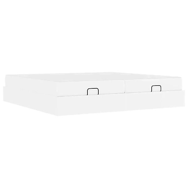 vidaXL Bettgestell mit Matratze Reinweiß 200 x 200 cm Kunstleder 3399442 günstig online kaufen