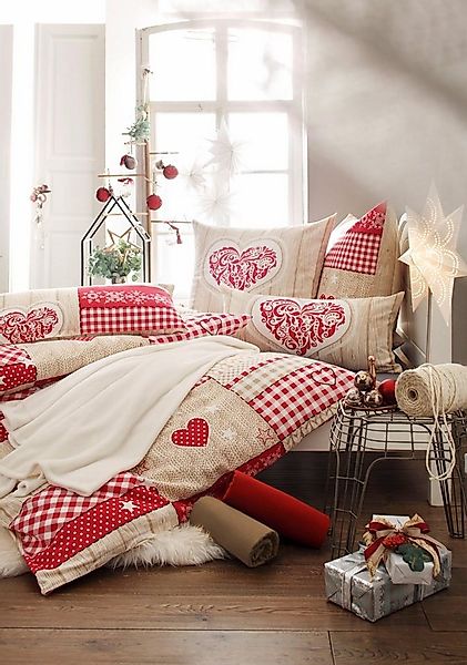 my home Bettwäsche Janina in Gr. 135x200 oder 155x220 cm, Biber, 2 teilig, günstig online kaufen