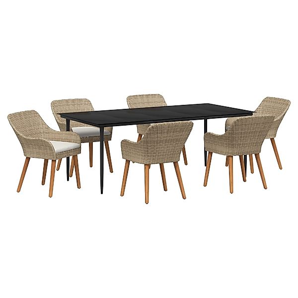 vidaXL 7-Teiliges Garten Essset Beige Poly Rattan 3261696 günstig online kaufen
